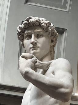 The face of Michelangelo's David in Florence